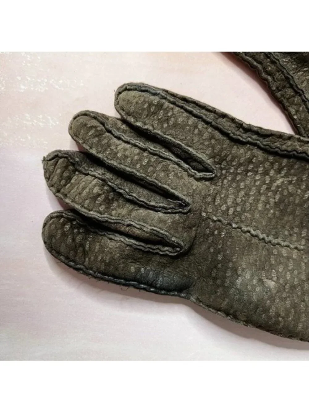 Cashmere Lined Suede Textured Leather Winter Gloves